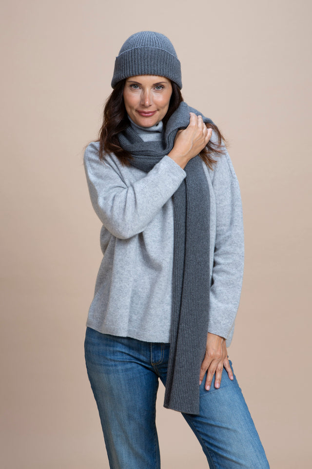 Kit Umbria - Cappellino Orvieto + Sciarpona Gubbio cashmere rigenerato