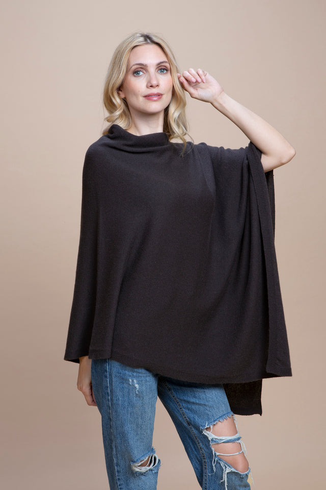 Livigno - Poncho rasé asymétrique 100% Cachemire