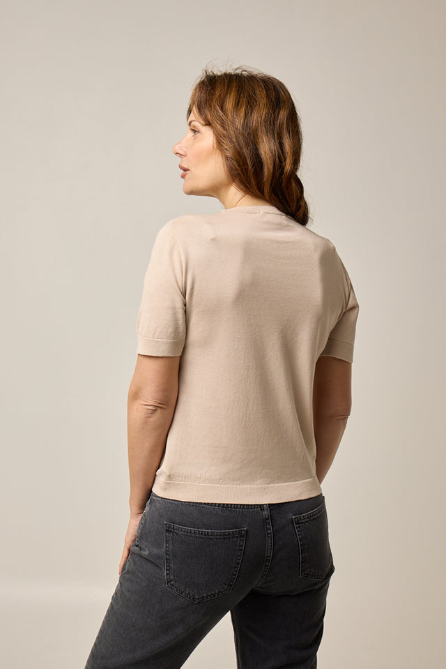 Riomaggiore - 100% Silk Extrafine Half-Sleeve Roundneck