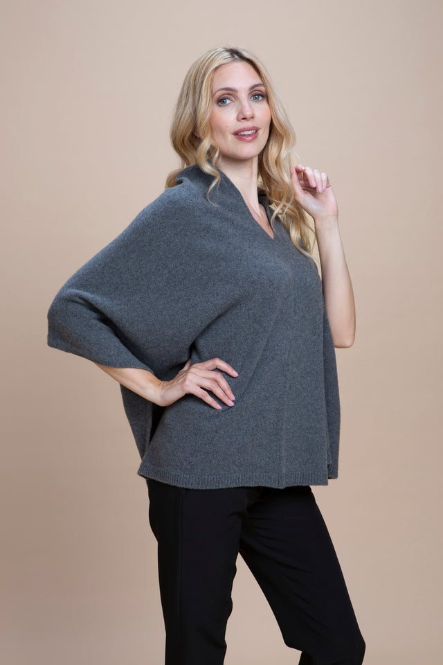 Spoleto - Poncho asimmetrico cashmere rigenerato