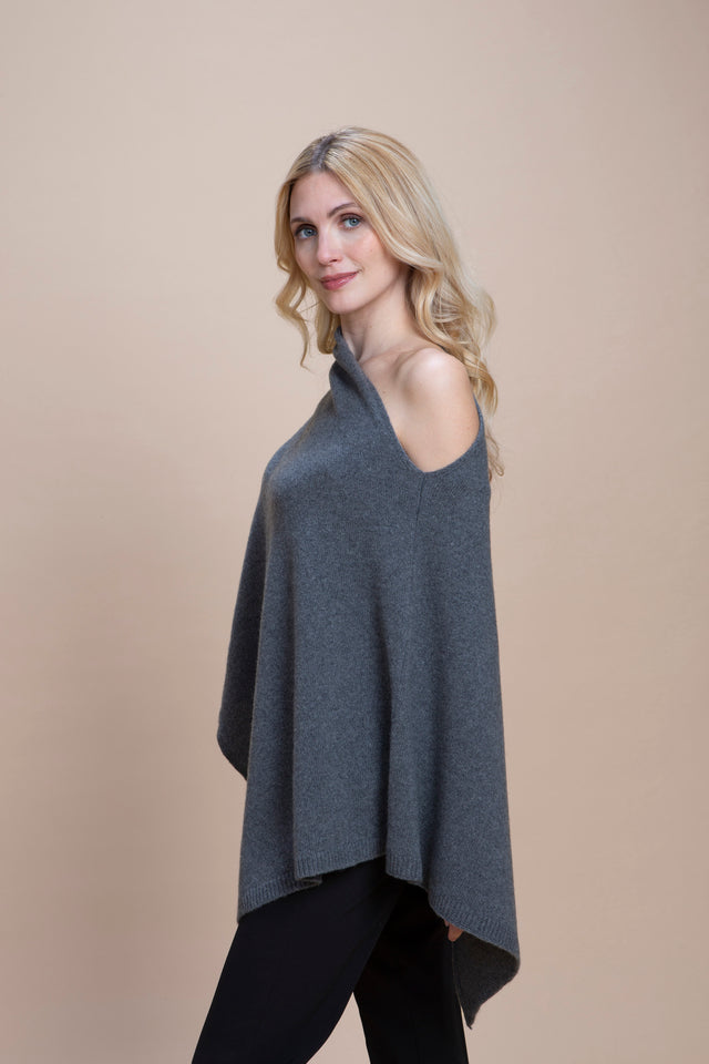 Spoleto - Poncho asimmetrico cashmere rigenerato