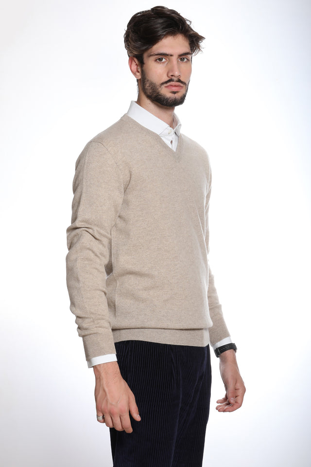 Tintoretto - Maglia con collo a V 100% Cashmere (colori fuori produzione)