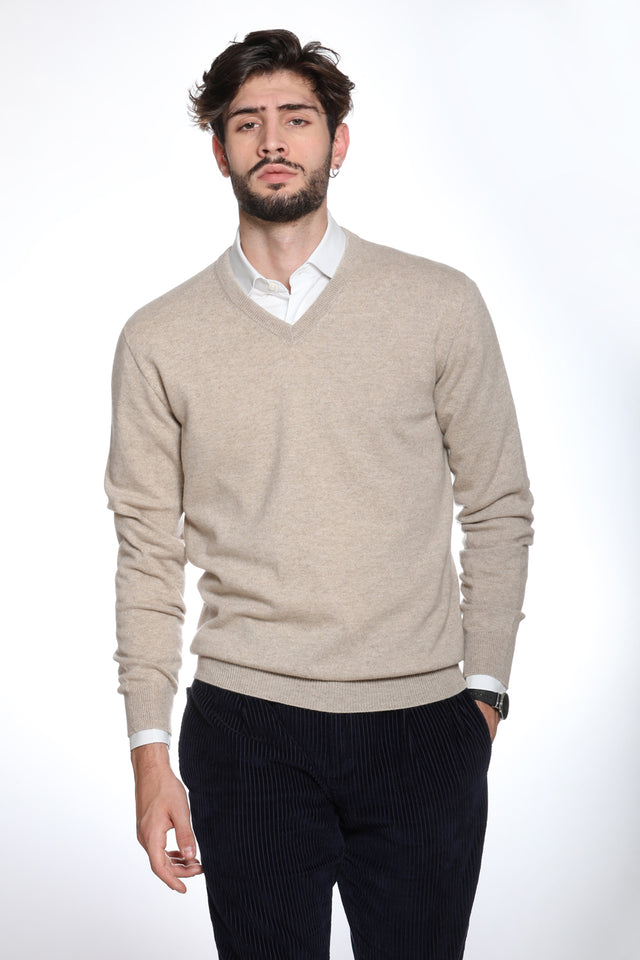 Tintoretto - Maglia con collo a V 100% Cashmere (colori fuori produzione)