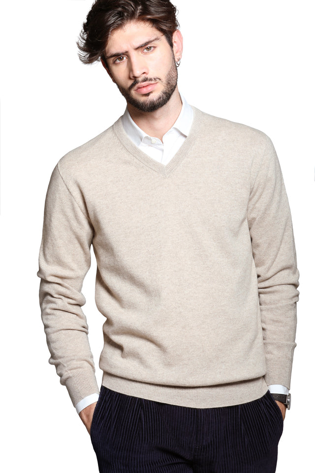 Tintoretto - Maglia con collo a V 100% Cashmere (colori fuori produzione)