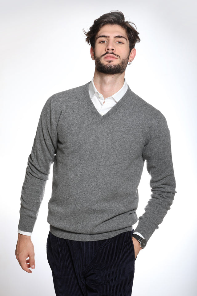 Tintoretto - Maglia con collo a V 100% Cashmere (colori fuori produzione)