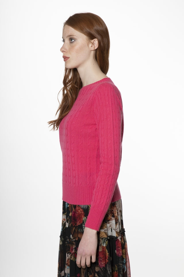 Aida - 100% Cashmere Cable-Knit Boat Neck Sweater