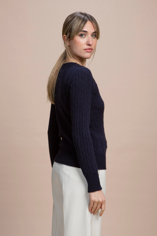 Aida - 100% Cashmere Cable-Knit Boat Neck Sweater