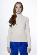 Dolcevita in cashmere con trecce donna panna manon lescaut