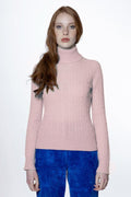 Dolcevita in cashmere con trecce donna rosa manon lescaut