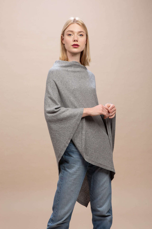 Livigno - Poncho rasato asimmetrico 100% Cashmere