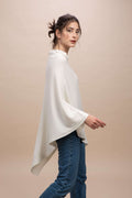 Livigno - Poncho rasato asimmetrico 100% Cashmere