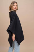 Livigno - Poncho rasato asimmetrico 100% Cashmere